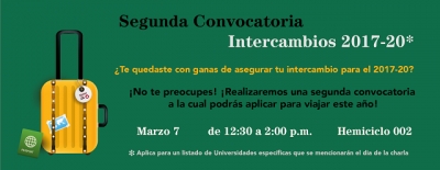 Segunda convocatoria Intercambio 2017-20
