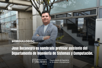 José Bocanegra es nombrado profesor asistente del Departamento de Ingeniería de Sistemas y Computación.